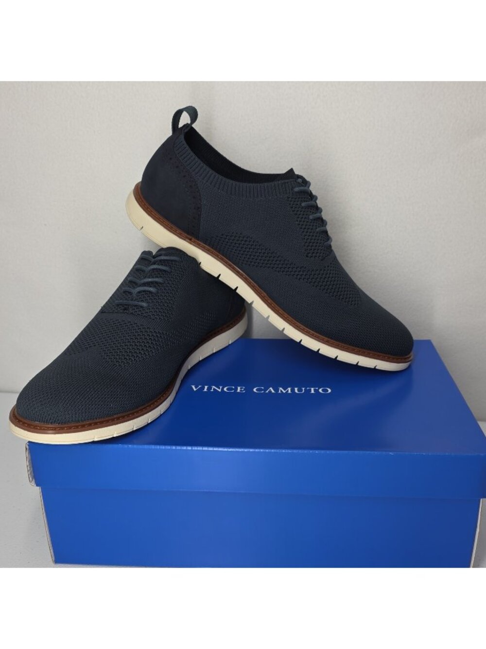 Vince Camuto Mens VY-Ferlani Eclipse Knit Oxford Navy Blue Size 13 M NIB Casual